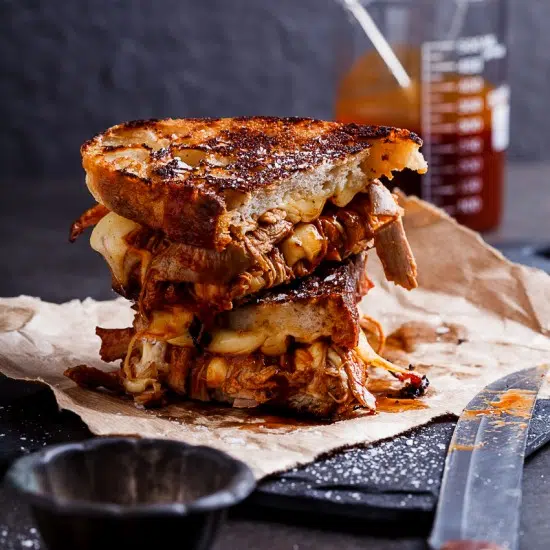 Pulled pork grilled cheese
