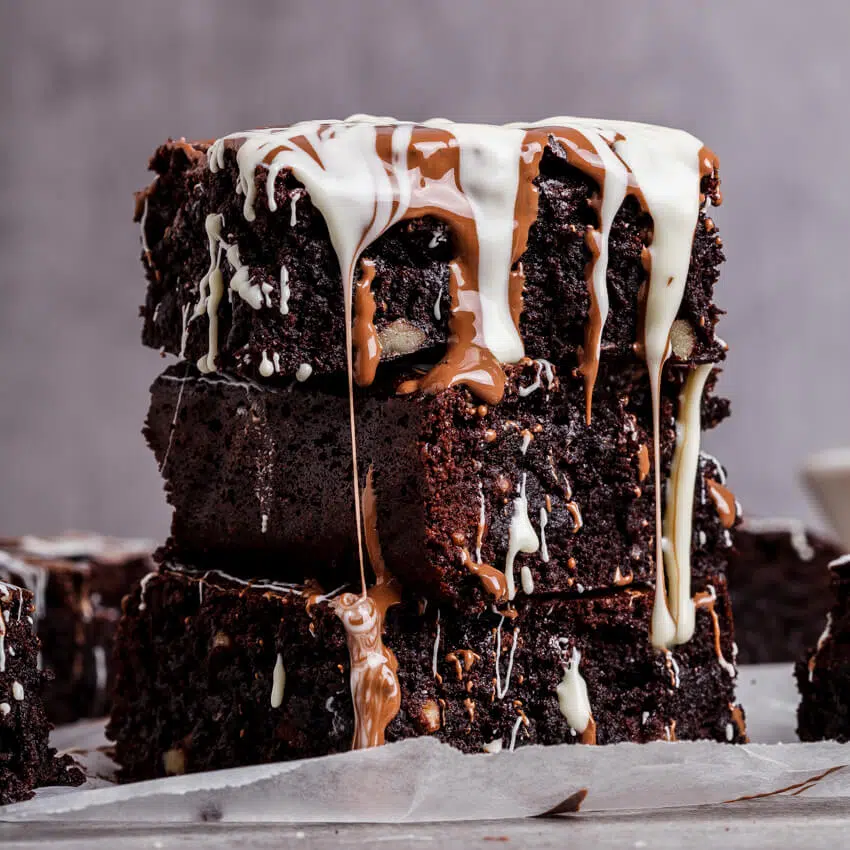 Triple chocolate coconut brownies