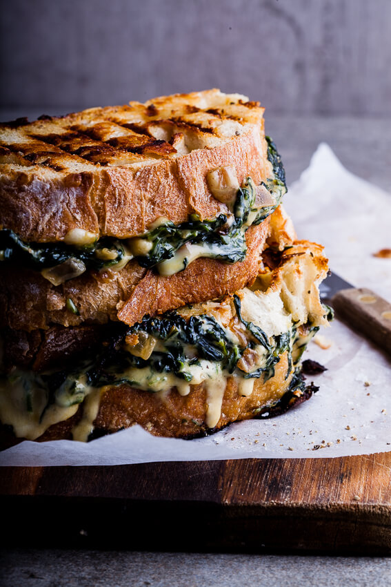 Creamed spinach grilled cheese sandwich