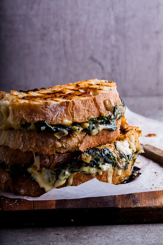 Creamed spinach grilled cheese sandwich