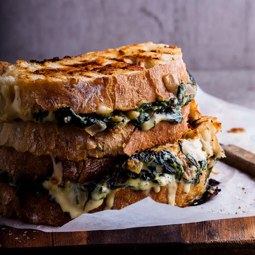 Creamed spinach grilled cheese sandwich