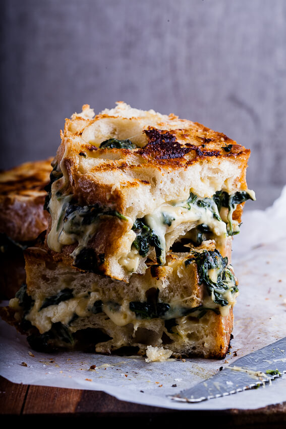 Creamed spinach grilled cheese sandwich