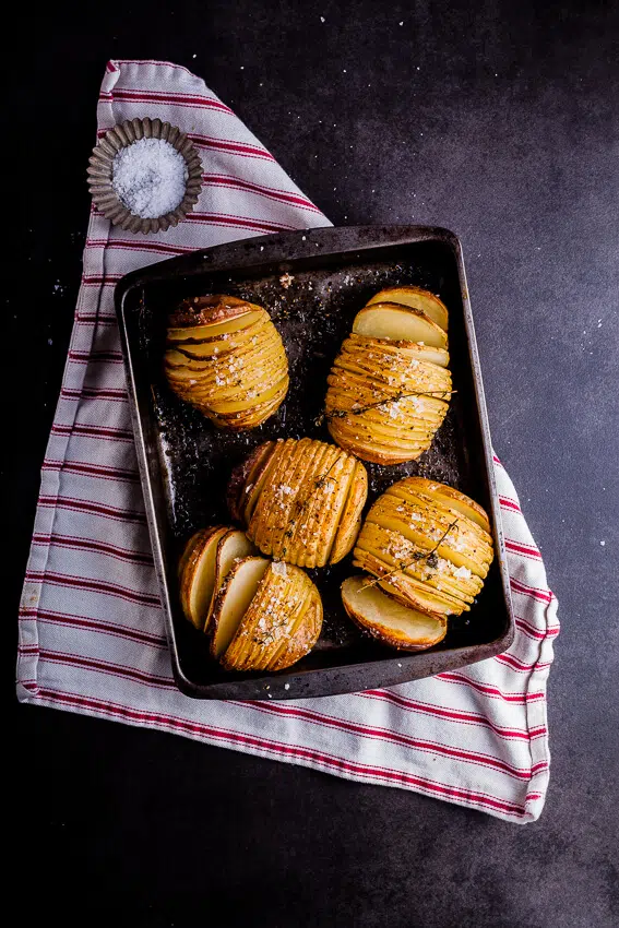 Hasselback potatoes with sriracha butter