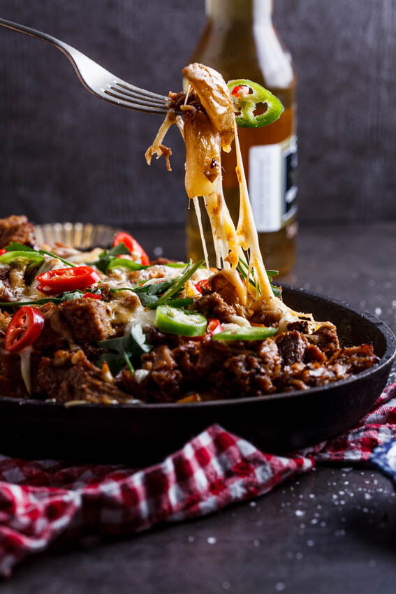 Pulled pork loaded fries