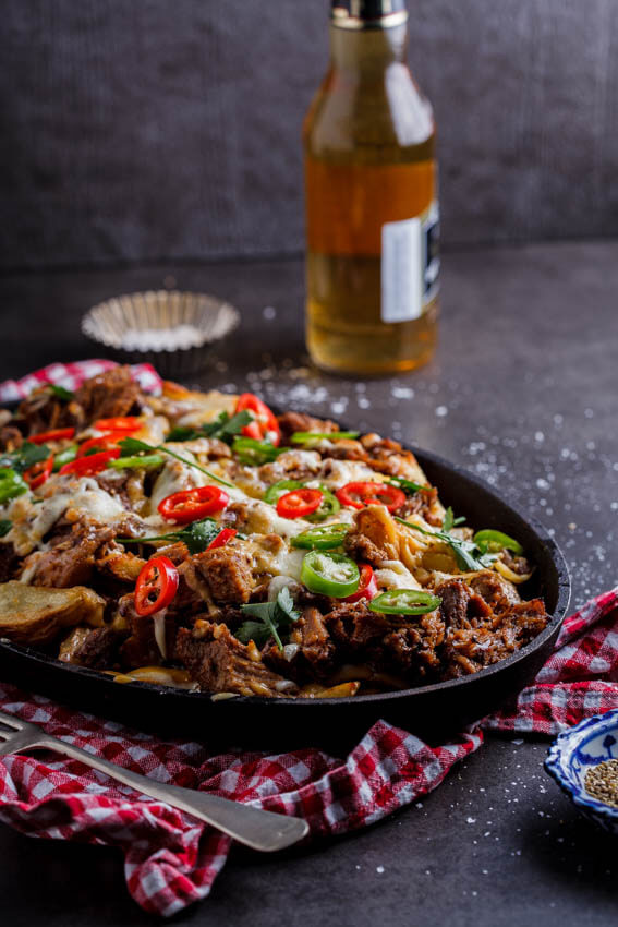 Pulled pork loaded fries