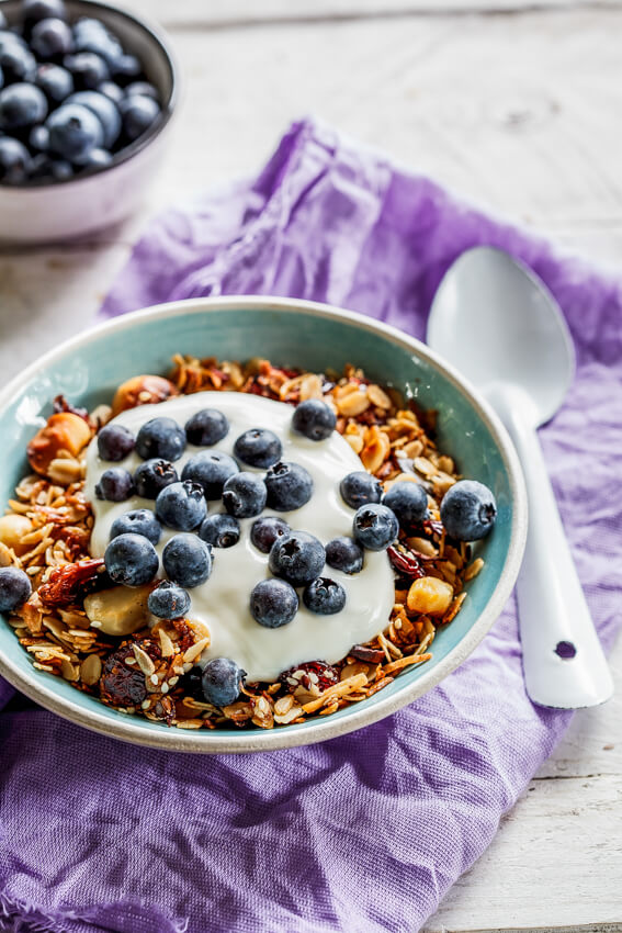 Mixed seed, oat and coconut granola