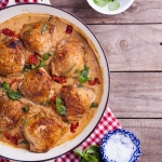 Chicken thighs with sun-dried tomato and basil sauce