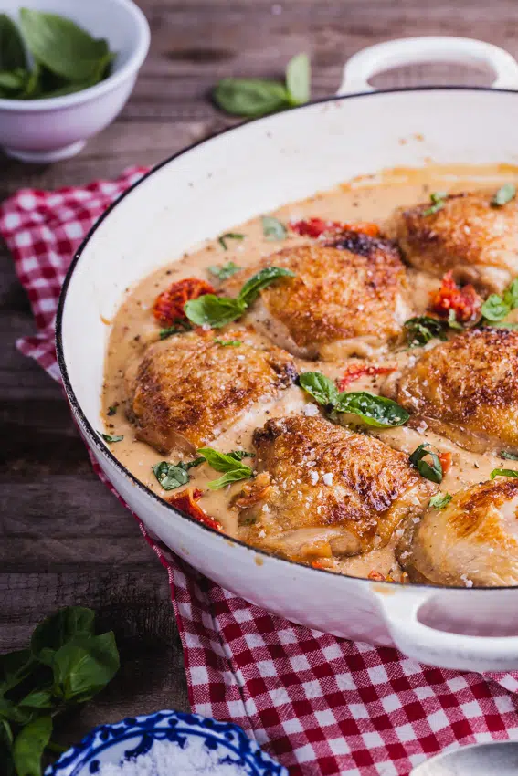 Creamy sun dried tomato and basil chicken