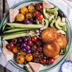 Greek salad with fried feta cheese