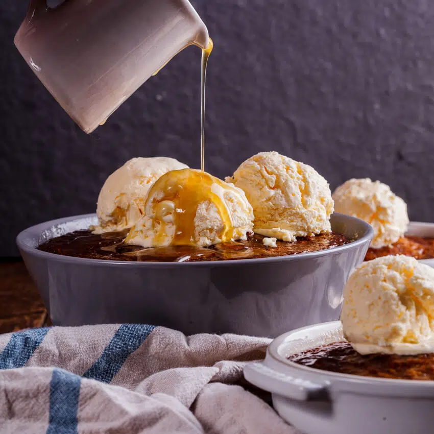 Malva pudding with frozen custard