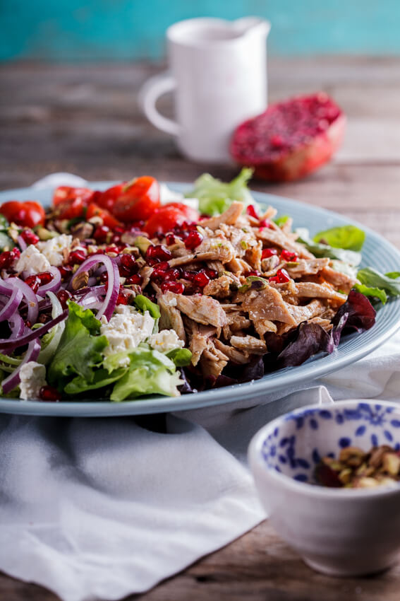 Leftover roast chicken is perfect used in this aromatic Moroccan chicken salad recipe. An aromatic dressing adds just the right amount of zest and flavor.