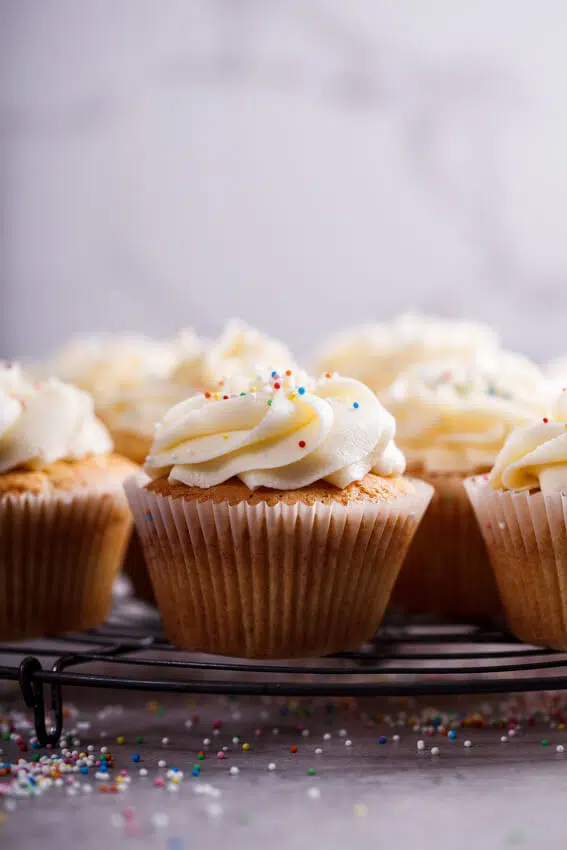 Classic vanilla cupcakes with whipped buttercream