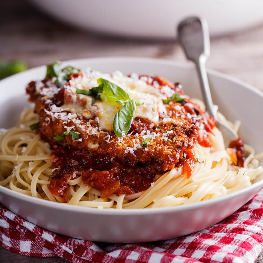 Crispy corn flake Chicken Parmesan - Simply Delicious