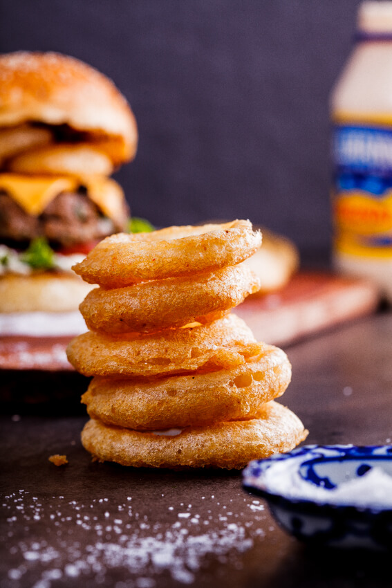 Beer-battered onion rings