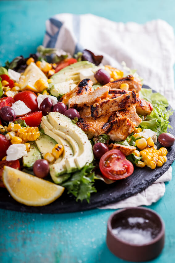 Peri-Peri chicken salad with charred corn