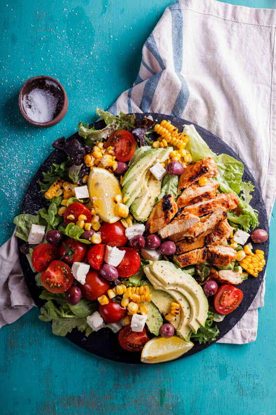 Peri-Peri chicken salad with charred corn