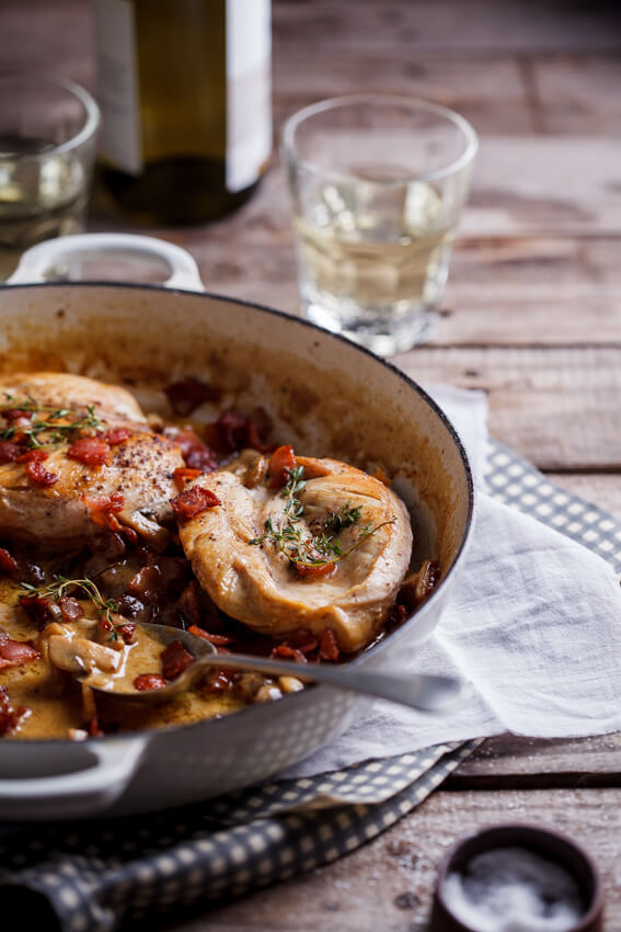 Creamy bacon and mushroom chicken breasts