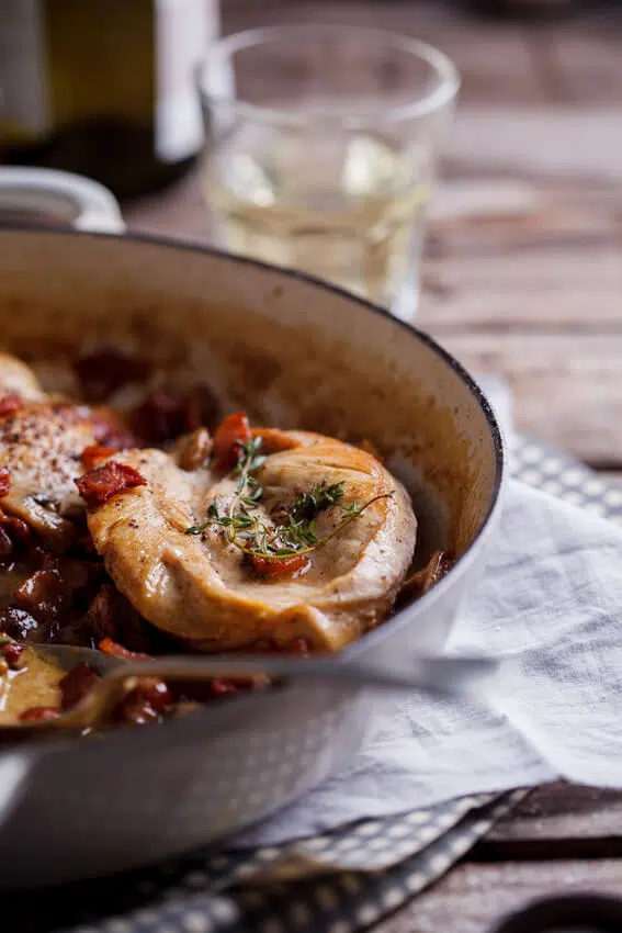 Creamy bacon and mushroom chicken breasts
