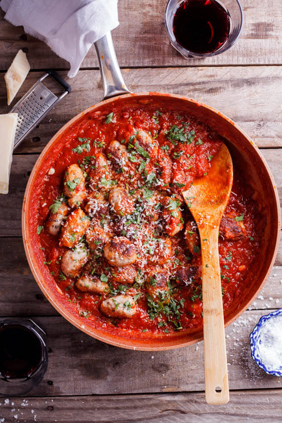 Easy pork sausage meatballs in tomato sauce