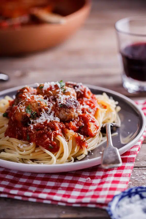 Easy pork sausage meatballs in tomato sauce