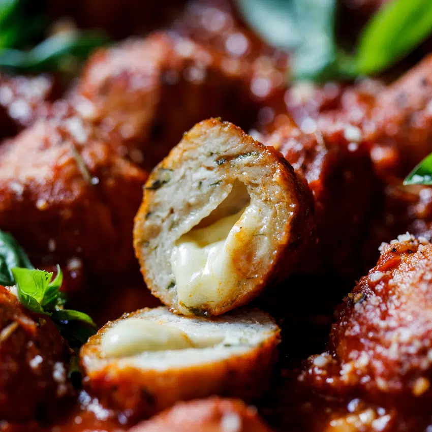 Cheese-stuffed chicken meatballs