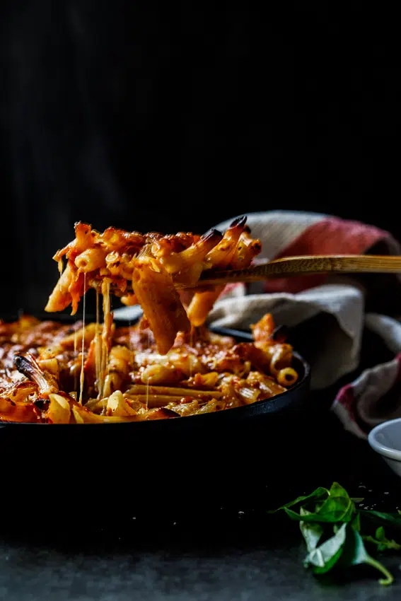 Easy cheese and tomato pasta bake