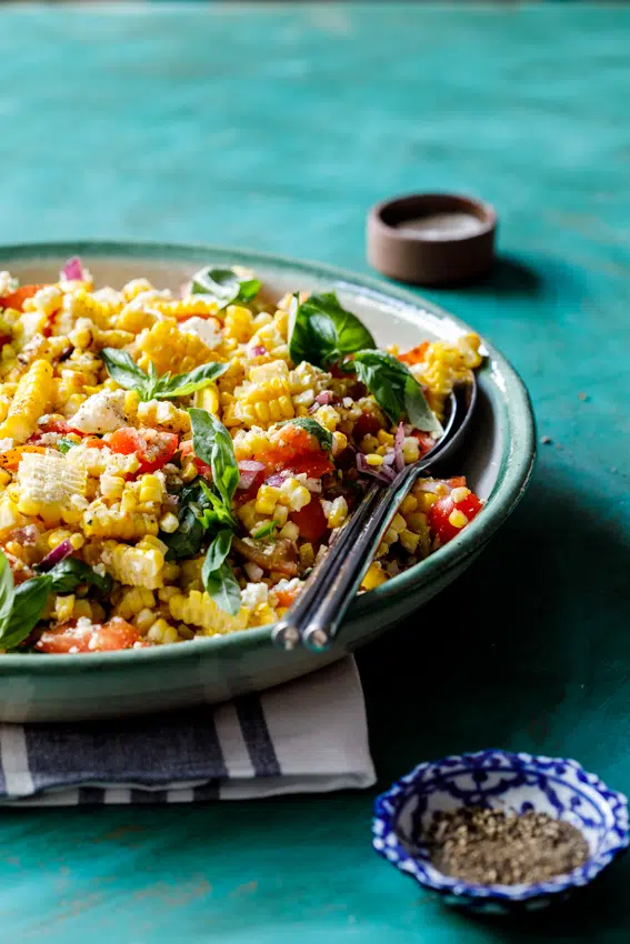 Summer grilled corn salad