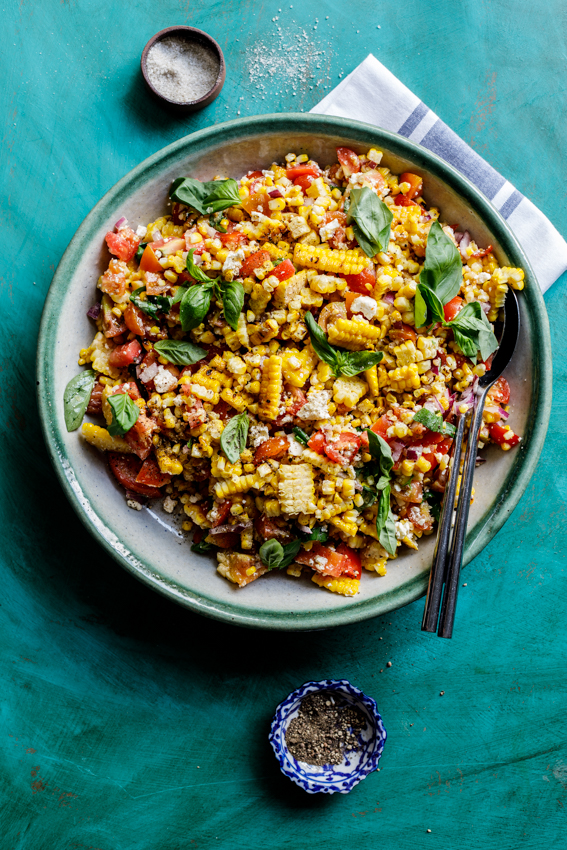 Summer grilled corn salad