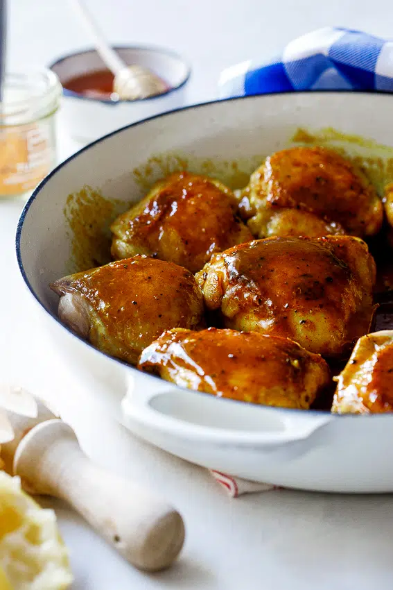 Sticky lemon-turmeric chicken