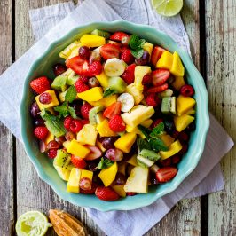 Summer fruit salad with lime-mint dressing