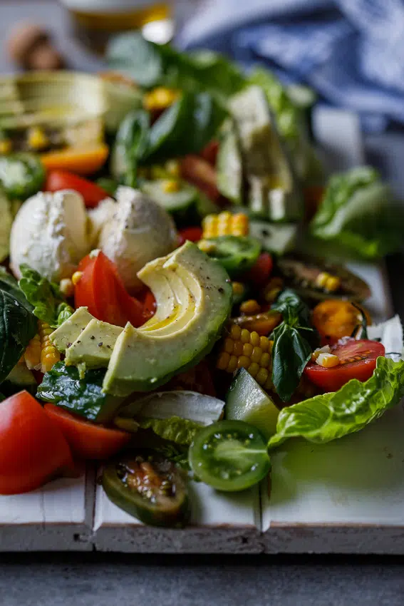 Farmers market salad with buffalo mozzarella