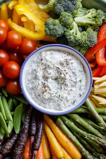 Crudité platter with easy sour cream dip