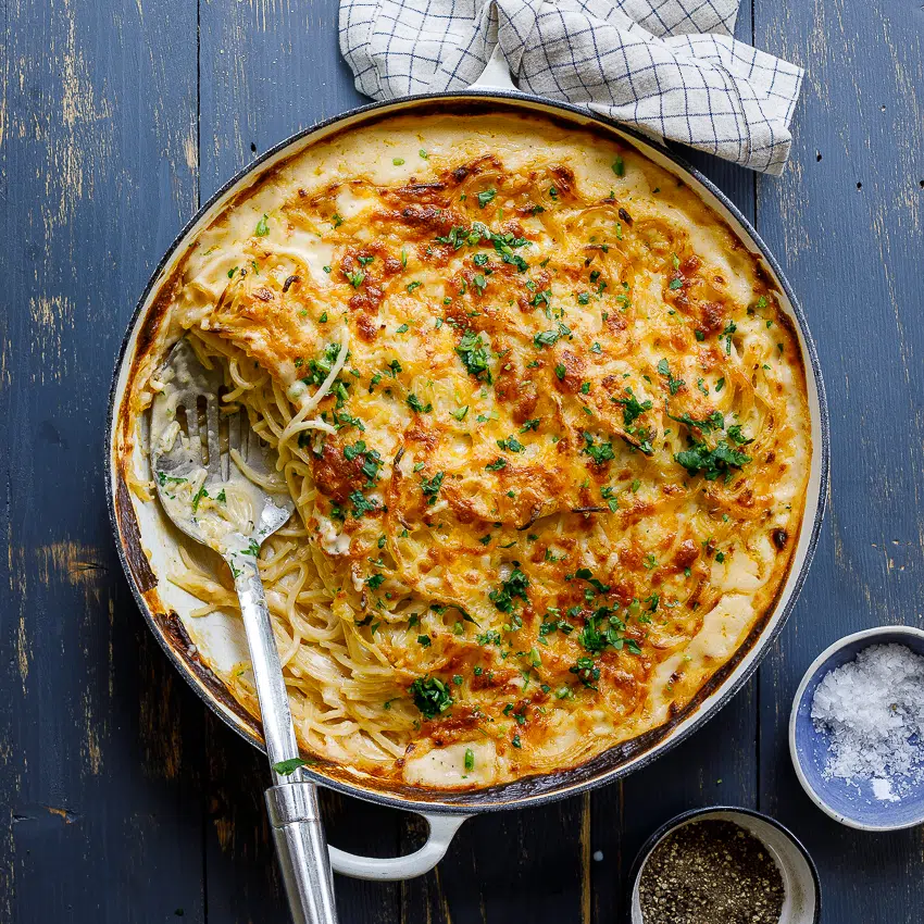 Creamy baked spaghetti
