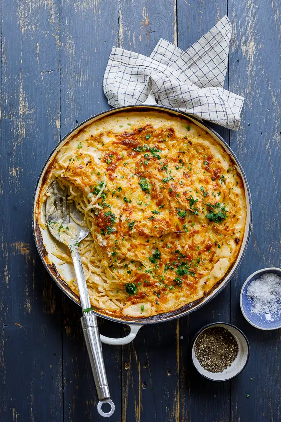 Creamy baked spaghetti