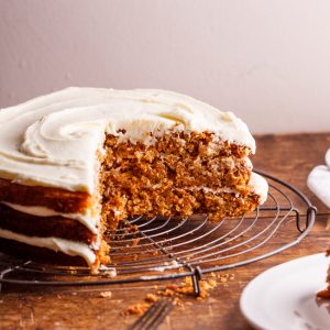 Pumpkin carrot cake with cream cheese frosting