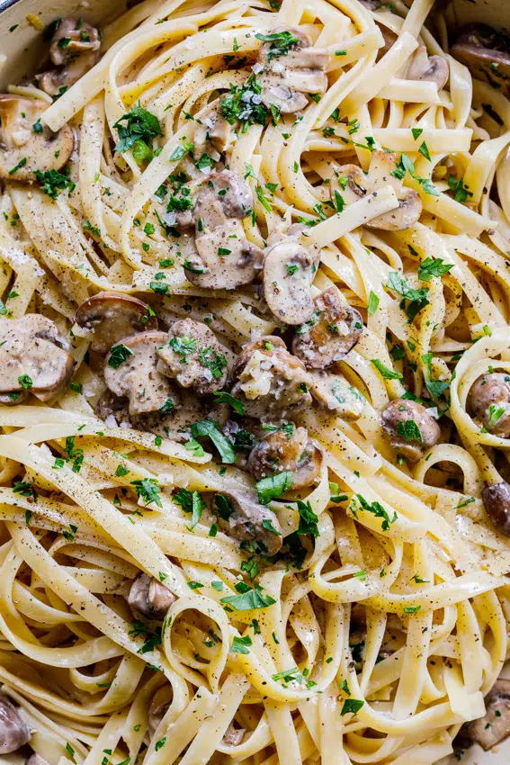 Easy creamy lemon garlic mushroom pasta