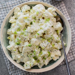 Creamy potato salad with an easy dressing.