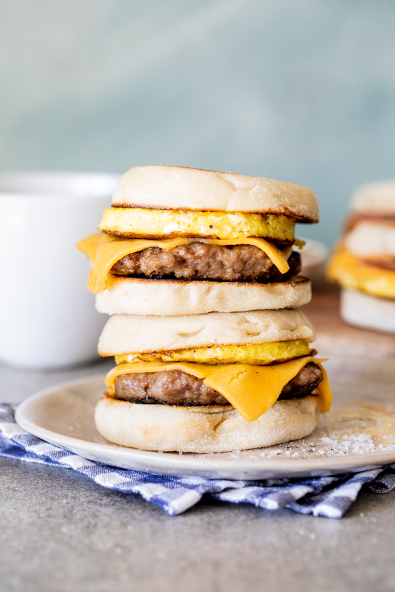 Freezer Sausage, Egg, and Cheese Breakfast Sandwiches - Damn Delicious