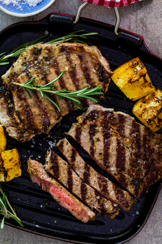 Mayonnaise grilled rosemary garlic steak