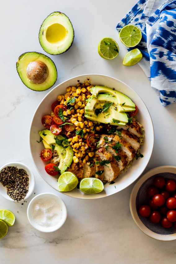 Mexican chicken lunch bowls