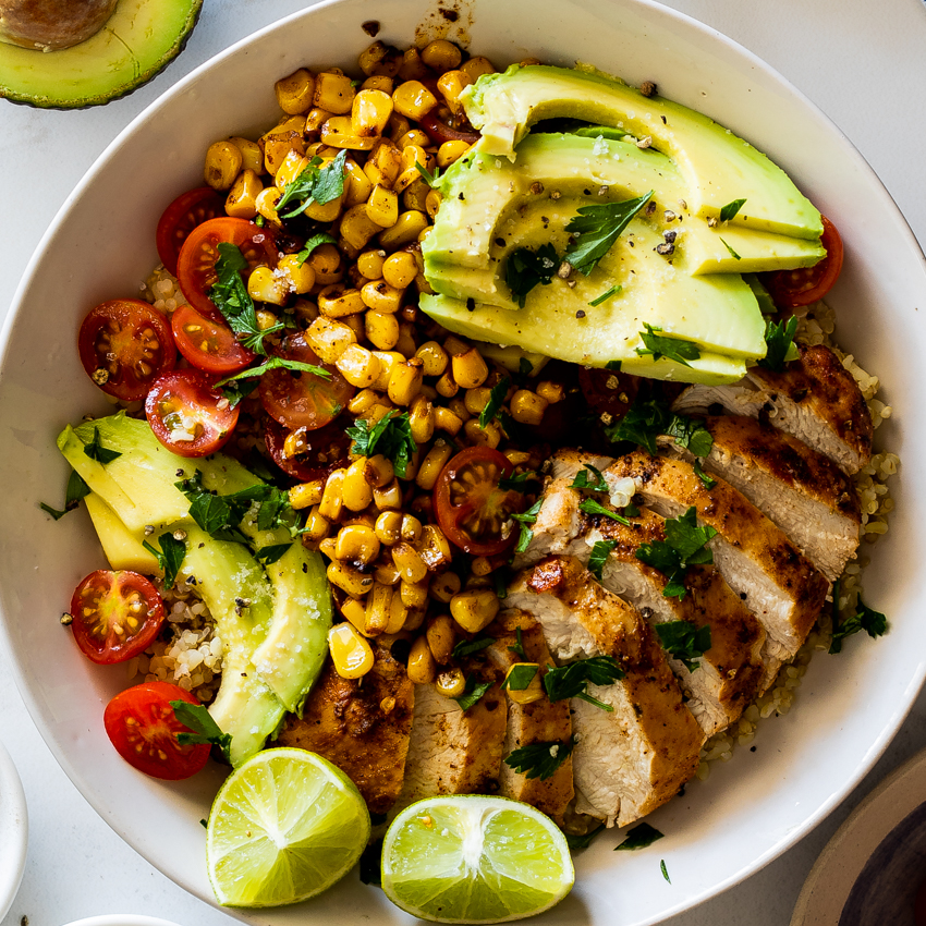 Mexican chicken lunch bowls - Simply Delicious