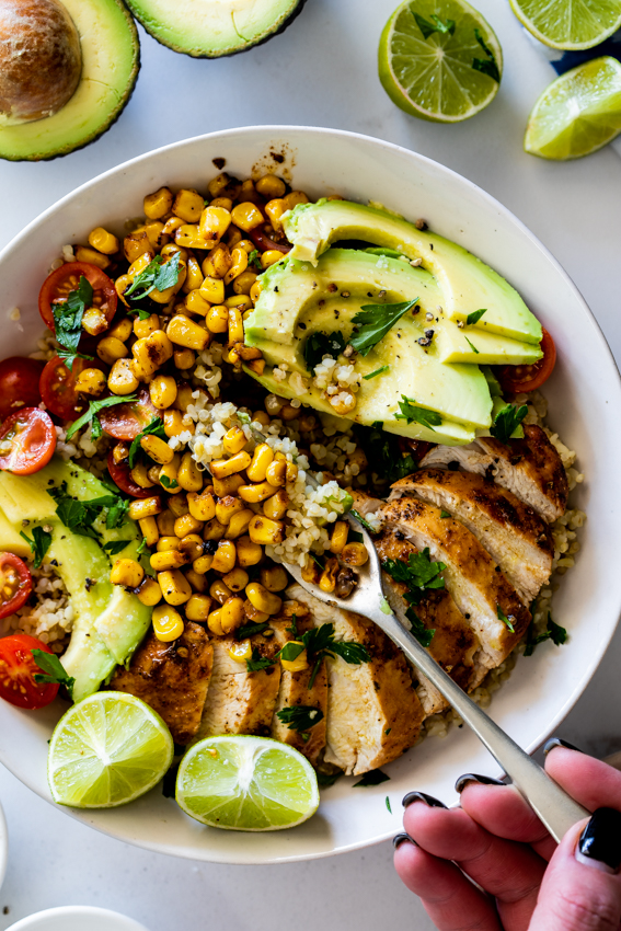 Mexican chicken lunch bowls