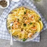 Creamy lemon garlic shrimp pasta