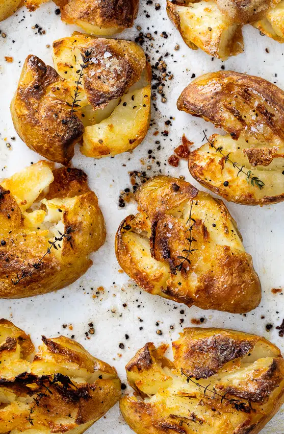 Crispy salt and pepper smashed potatoes