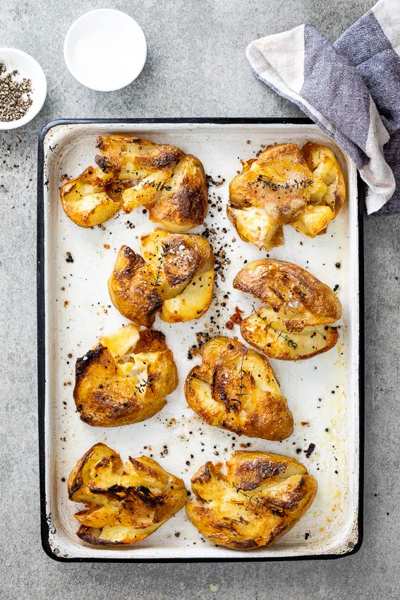 Crispy salt and pepper smashed potatoes