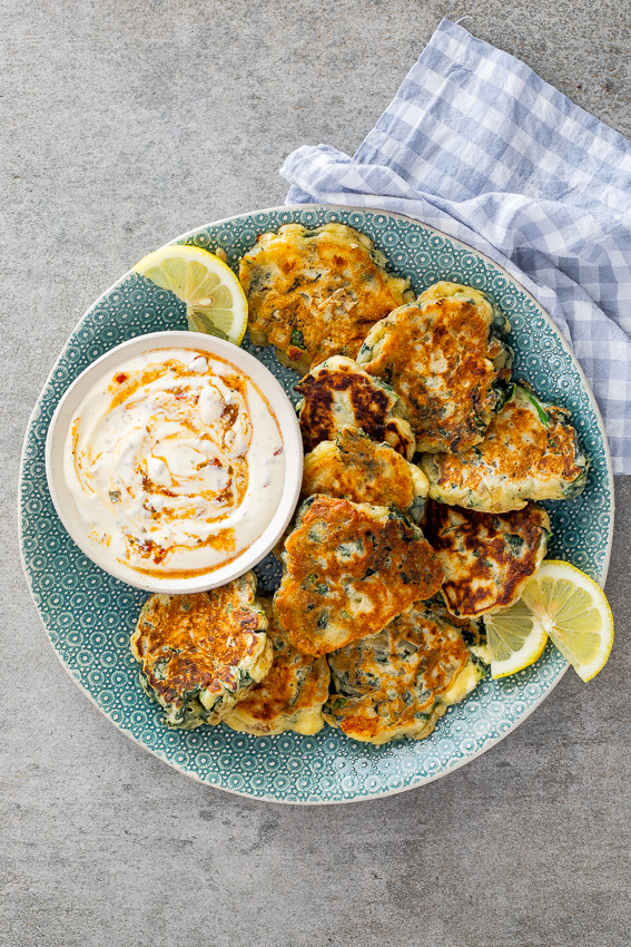 Kale and feta fritters