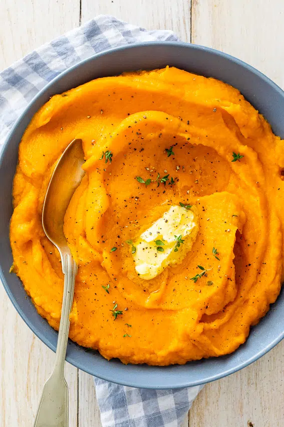 Maple butter mashed sweet potatoes