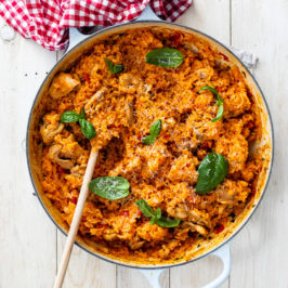 One pot tomato basil chicken and rice