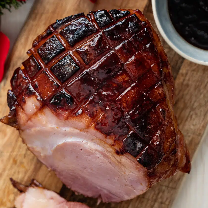 Apricot apple glazed ham