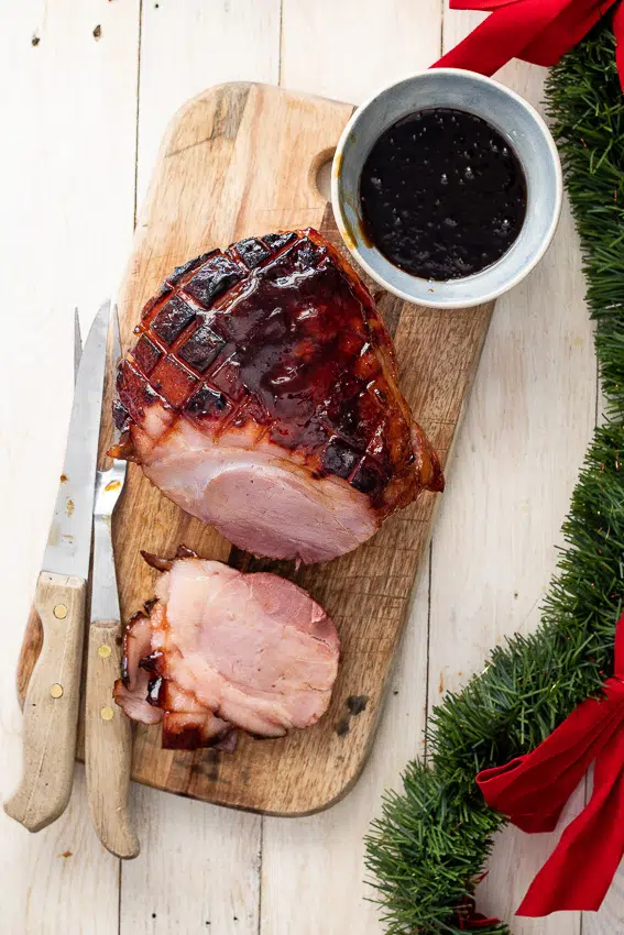 Apricot apple glazed ham